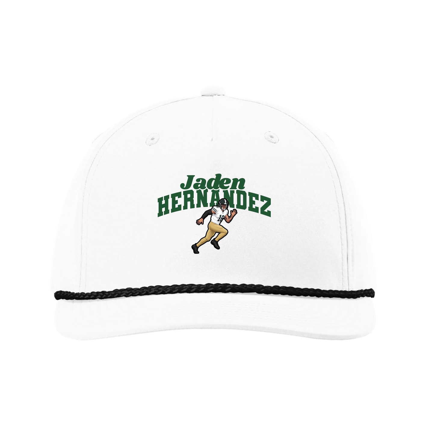 Five-Panel Classic Rope Cap — Signature Arch in White