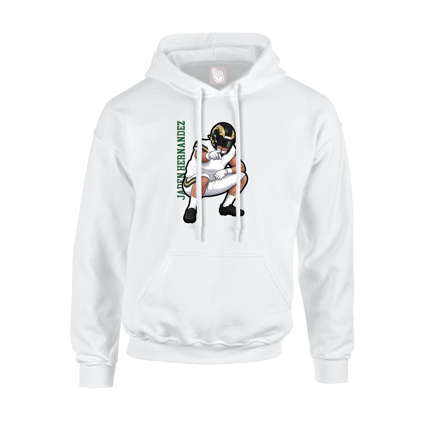 Youth Hoodie — Name Vertical in White
