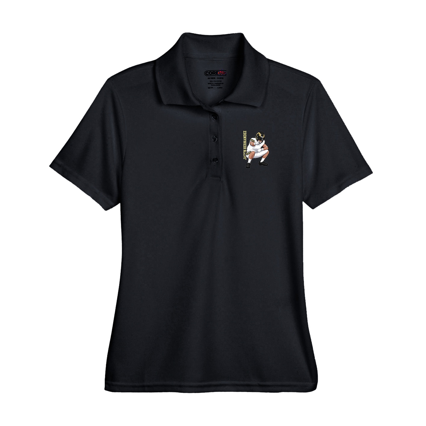 Performance Polo — Name Vertical in Black