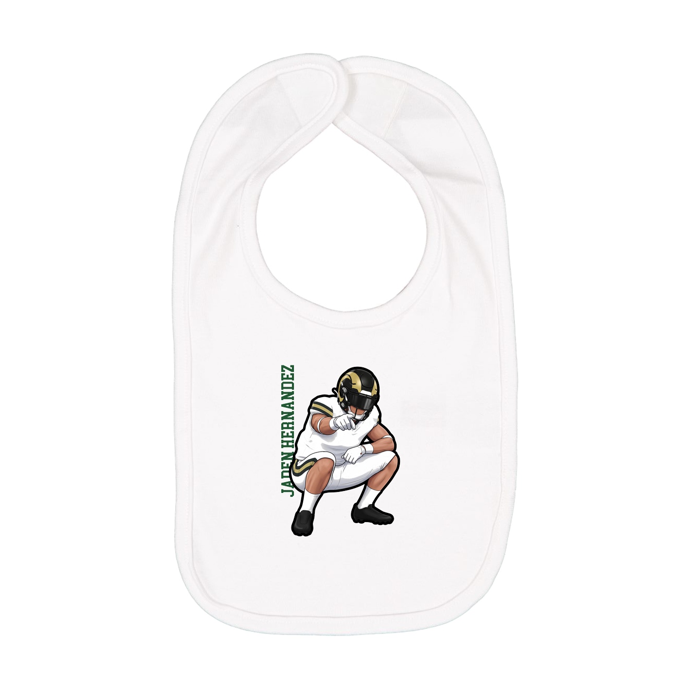 Infant Bib — Name Vertical in White