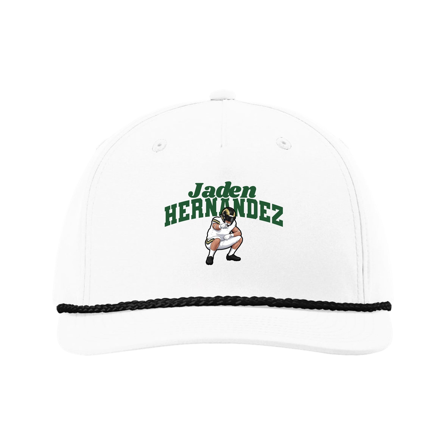 Five-Panel Classic Rope Cap — Signature Arch in White