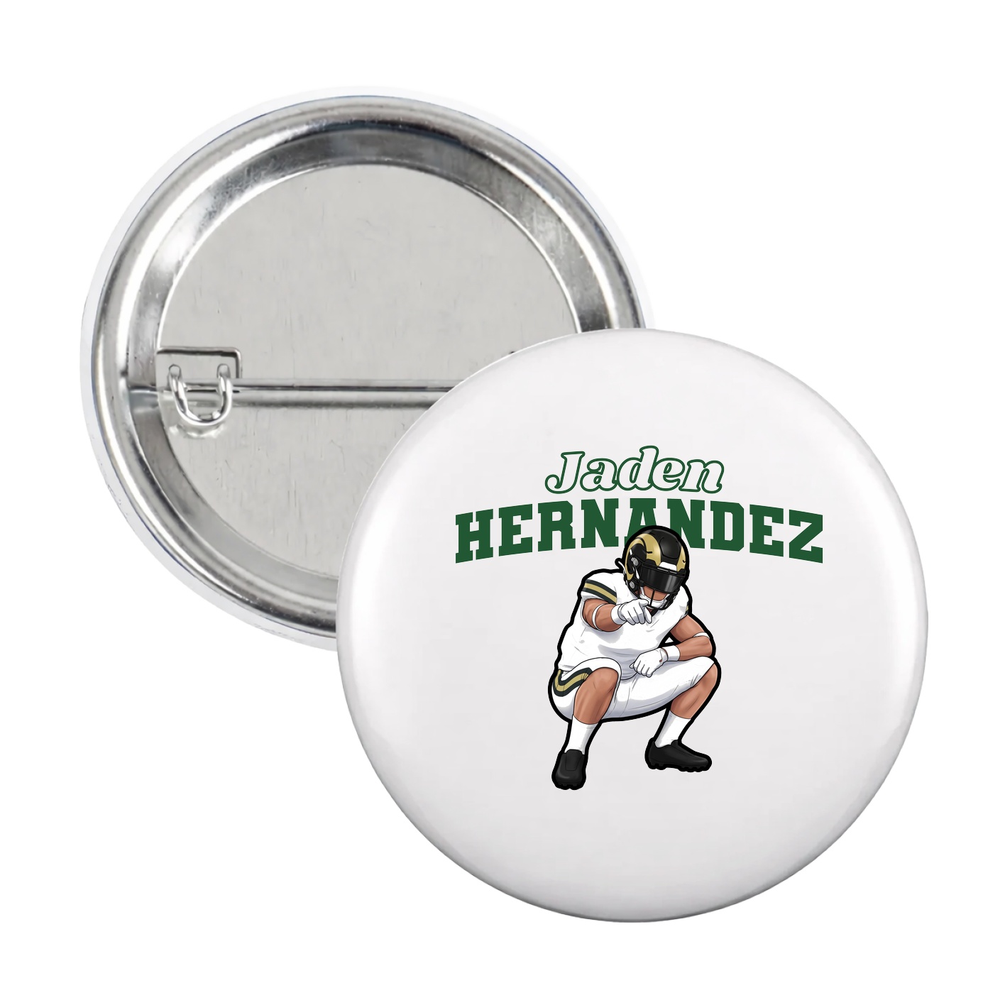 Game Day Button — Name Arch in White