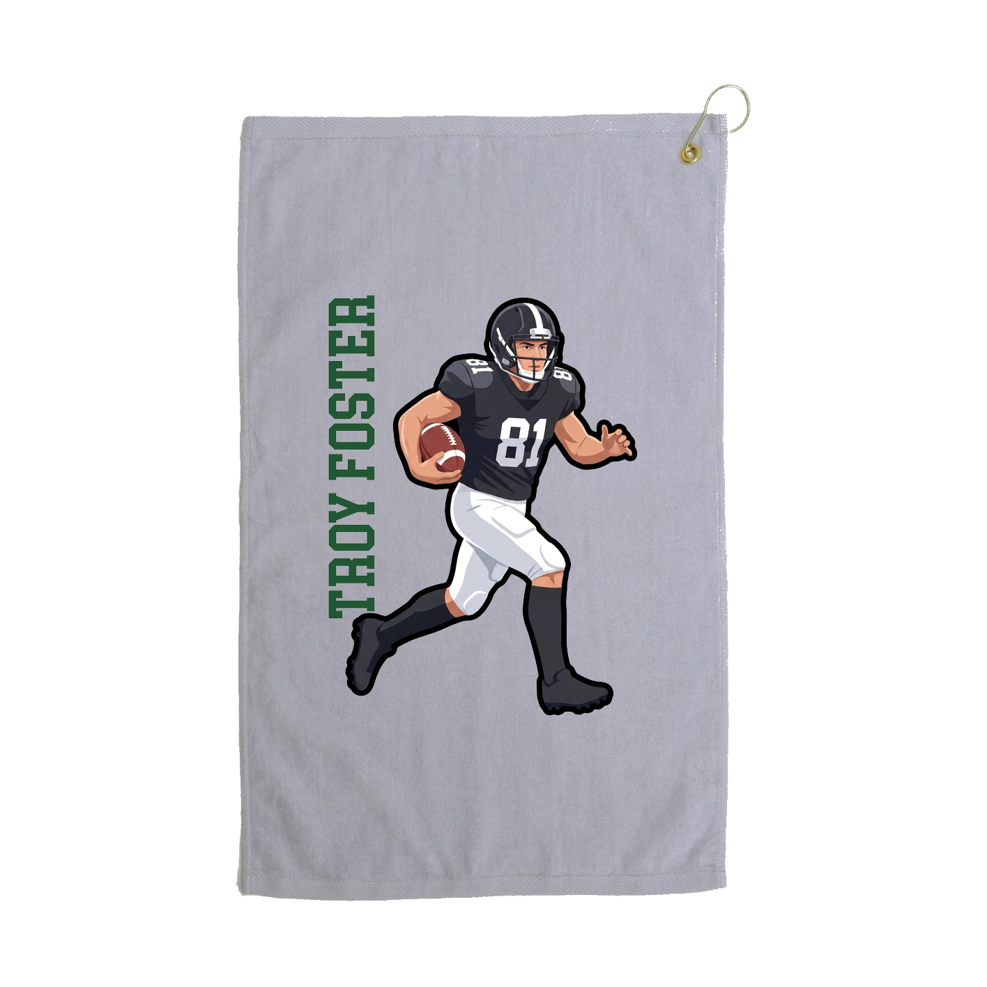 Golf Towel — Name Vertical in Grey