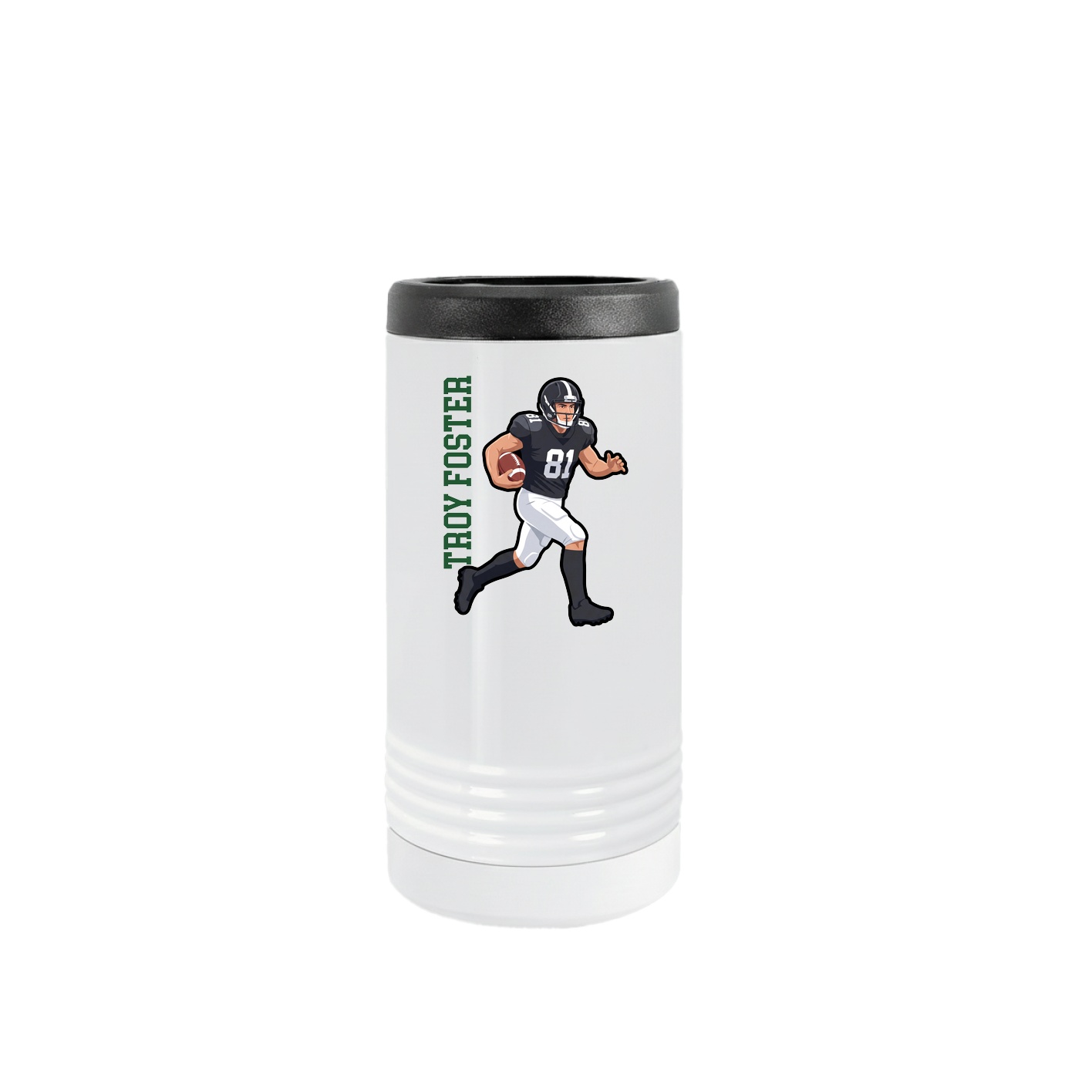 Slim Beverage Holder — Name Vertical in White
