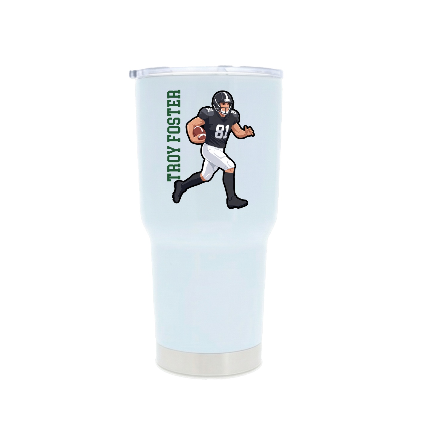 30oz Stainless Steel Tumbler — Name Vertical in White
