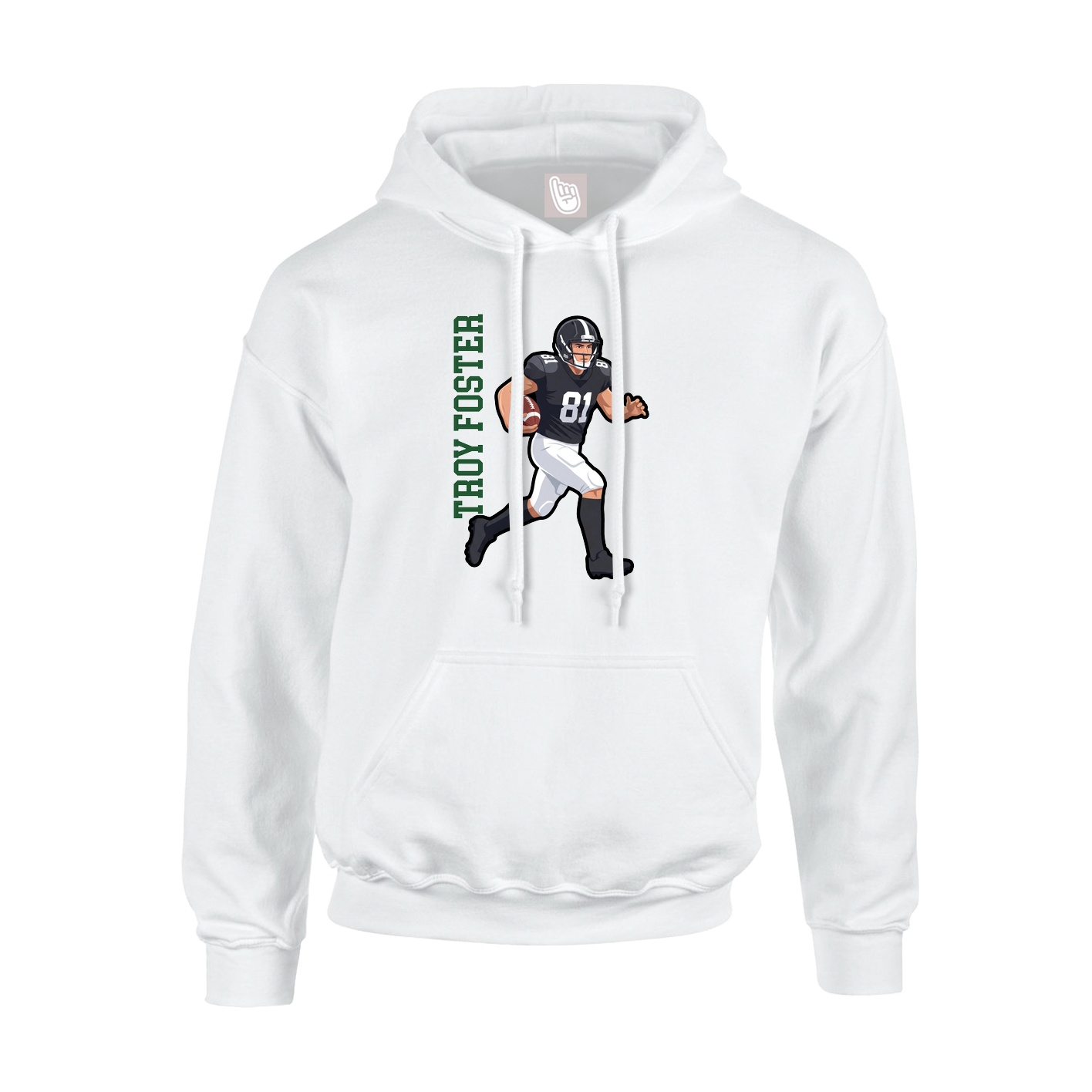 Youth Hoodie — Name Vertical in White