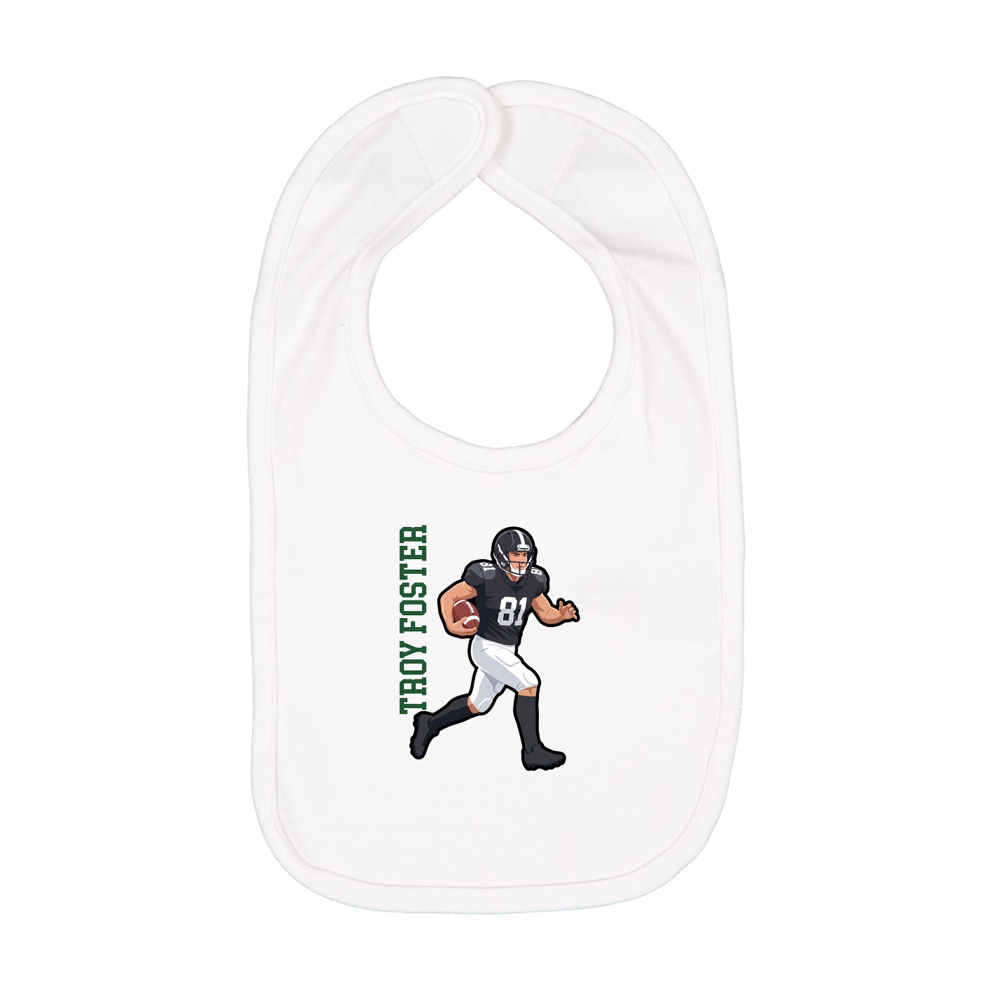 Infant Bib — Name Vertical in White