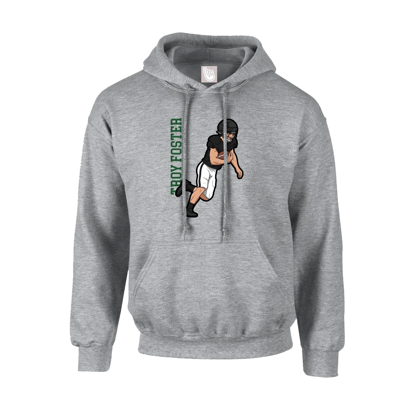 Youth Hoodie — Name Vertical in Grey
