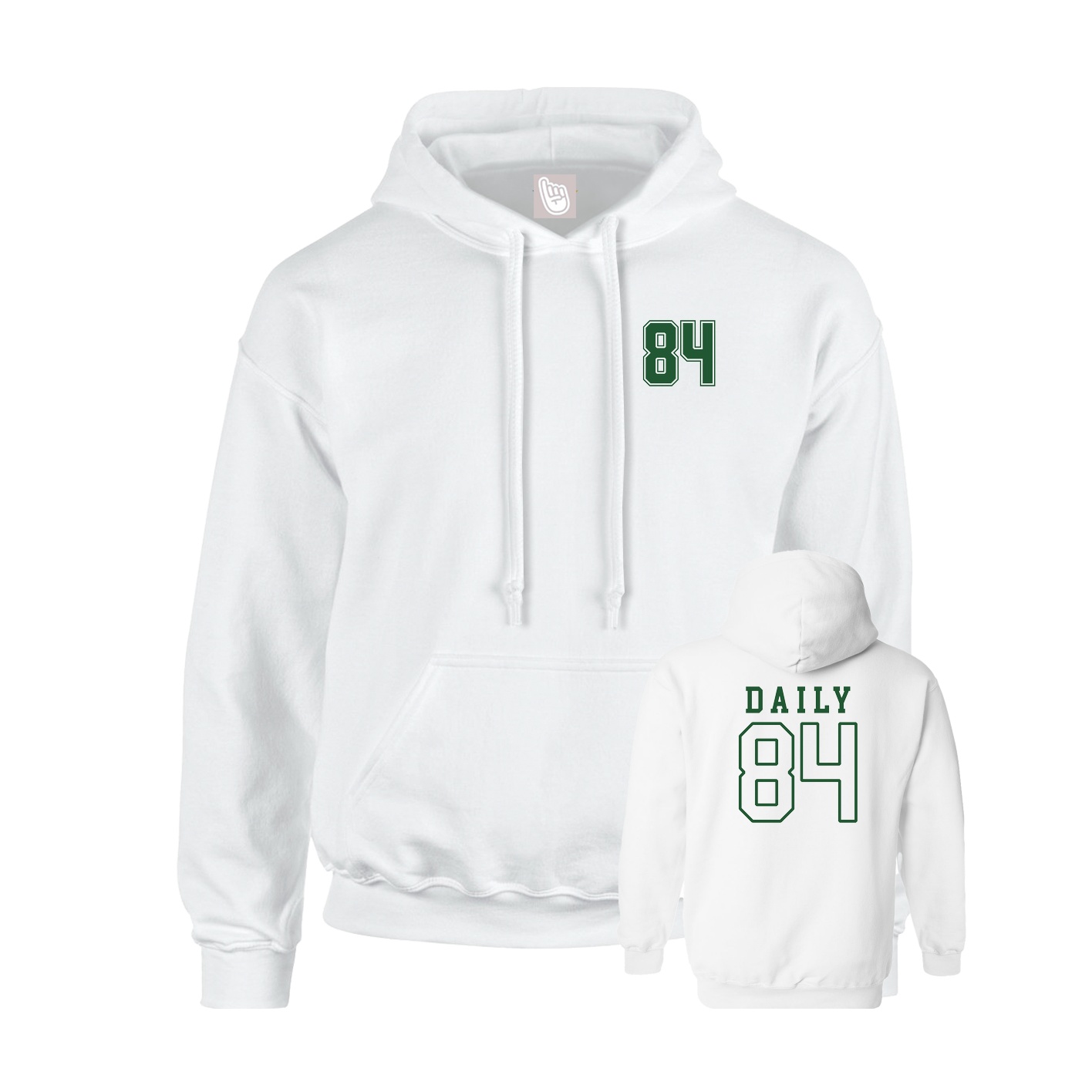 Youth Hoodie — Chest Back in White