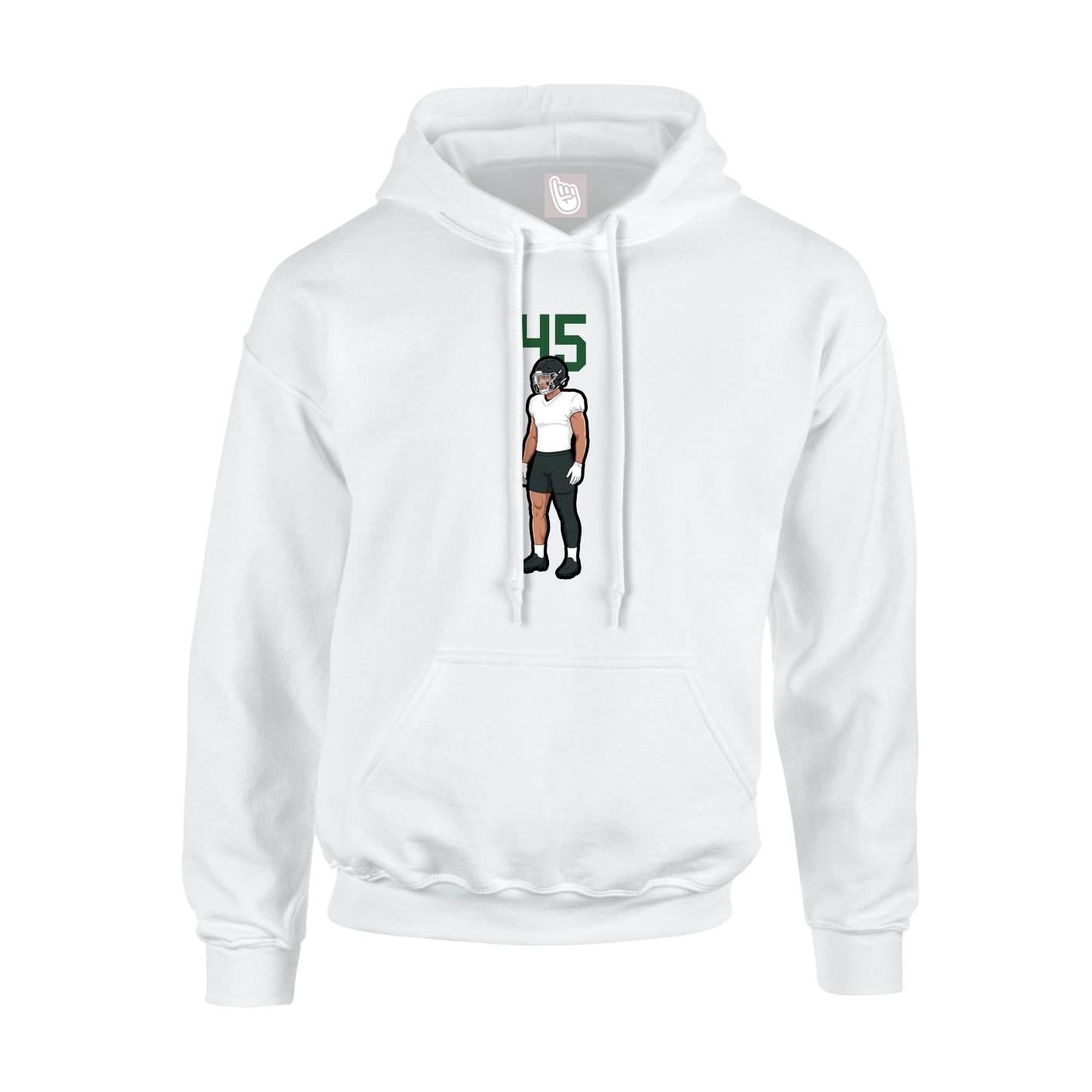 Youth Hoodie — Number Top in White