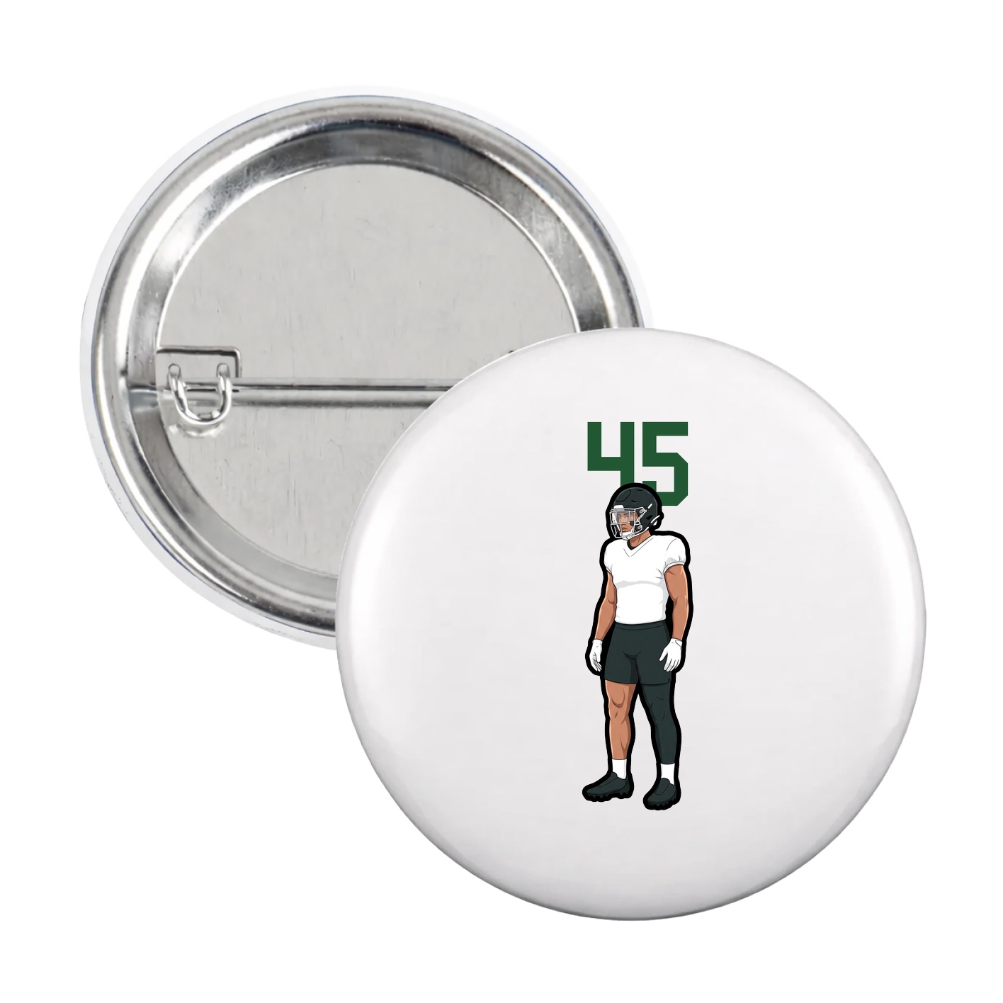 Game Day Button — Number Top in White
