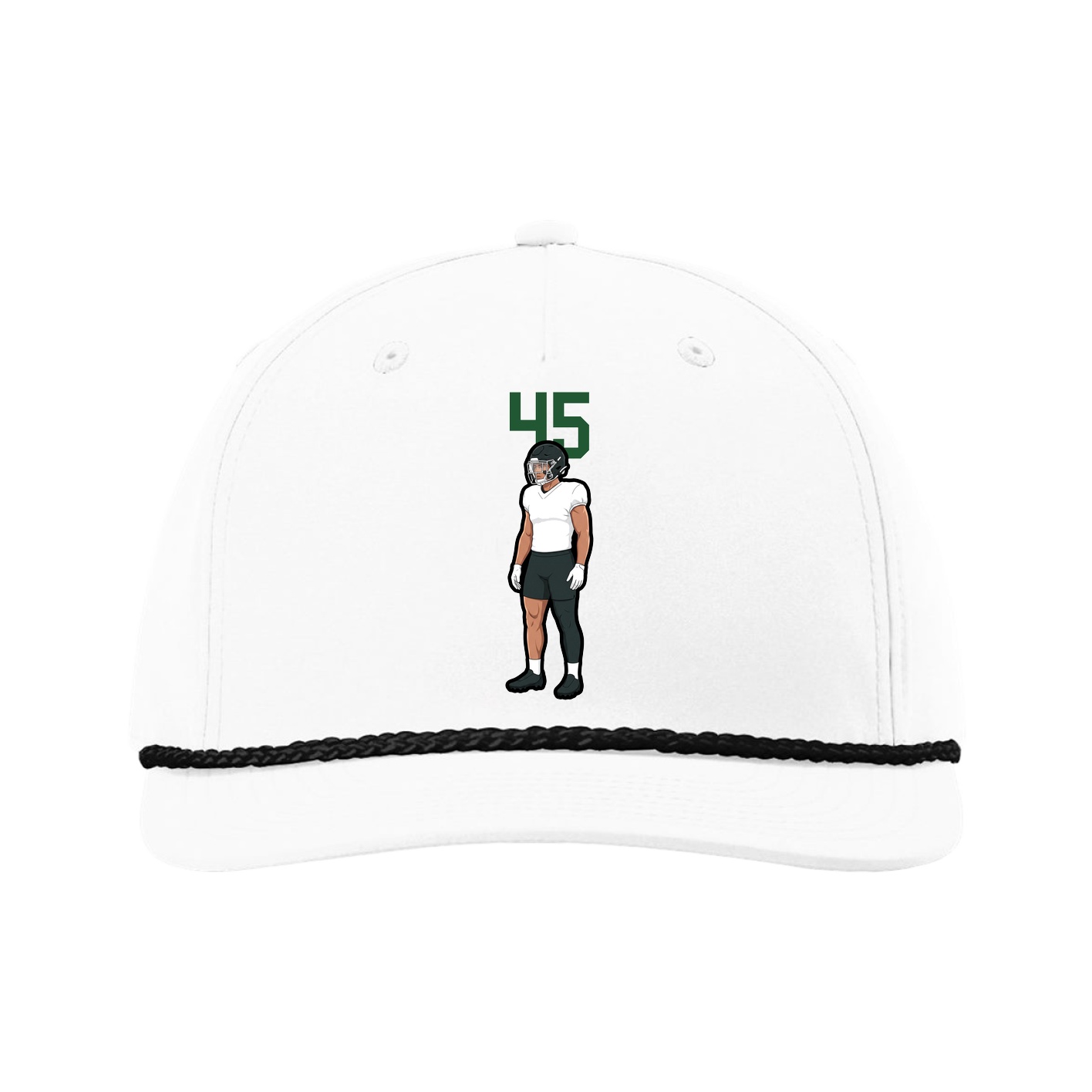Five-Panel Classic Rope Cap — Number Top in White