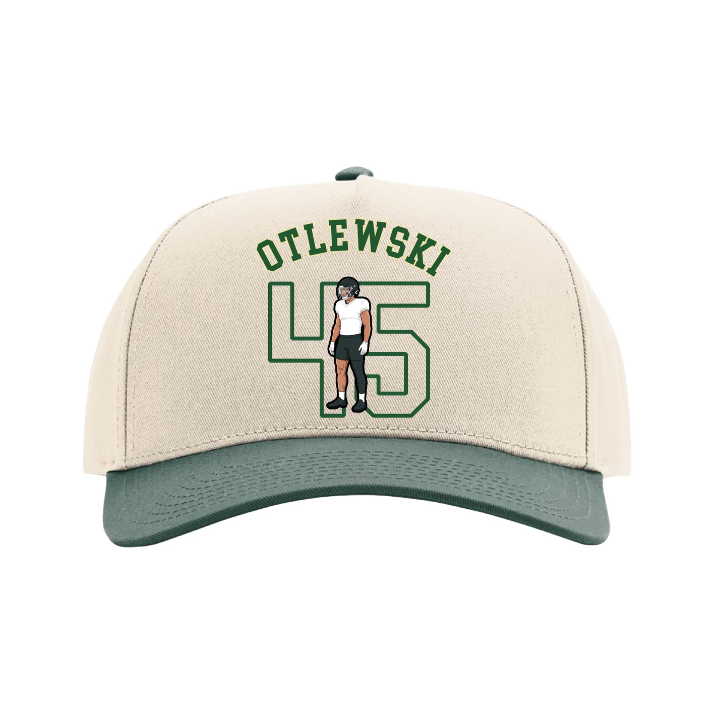 Full Fabric Five-Panel Champ Cap — Shirsey Arch in Cream/Green