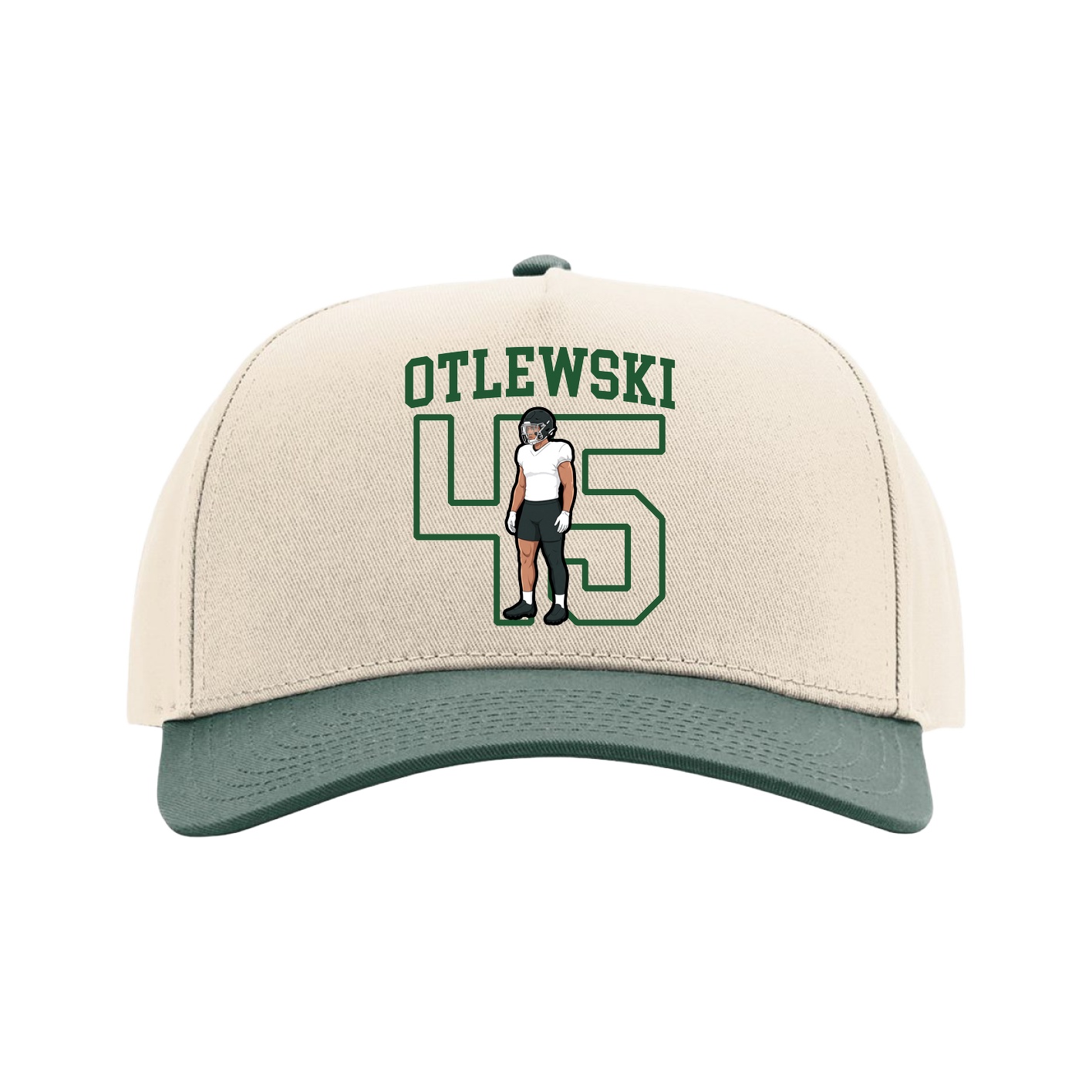 Full Fabric Five-Panel Champ Cap — Shirsey in Cream/Green