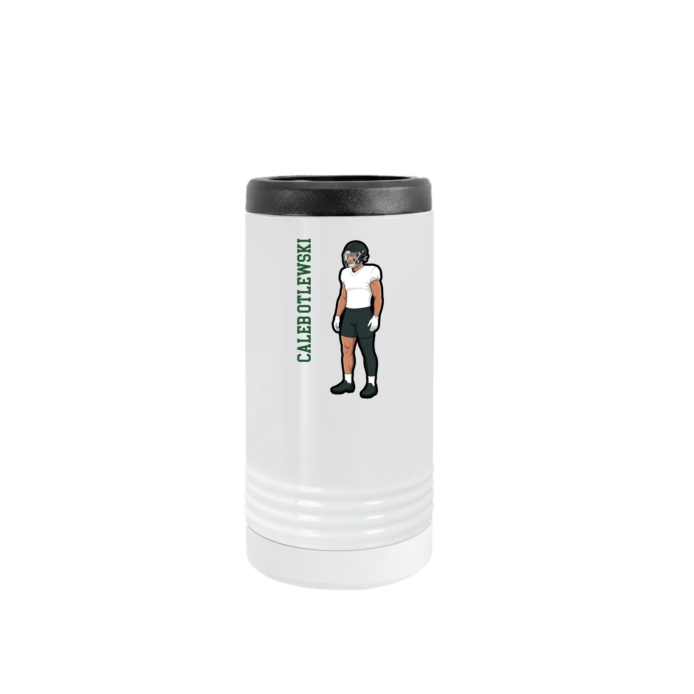 Slim Beverage Holder — Name Vertical in White