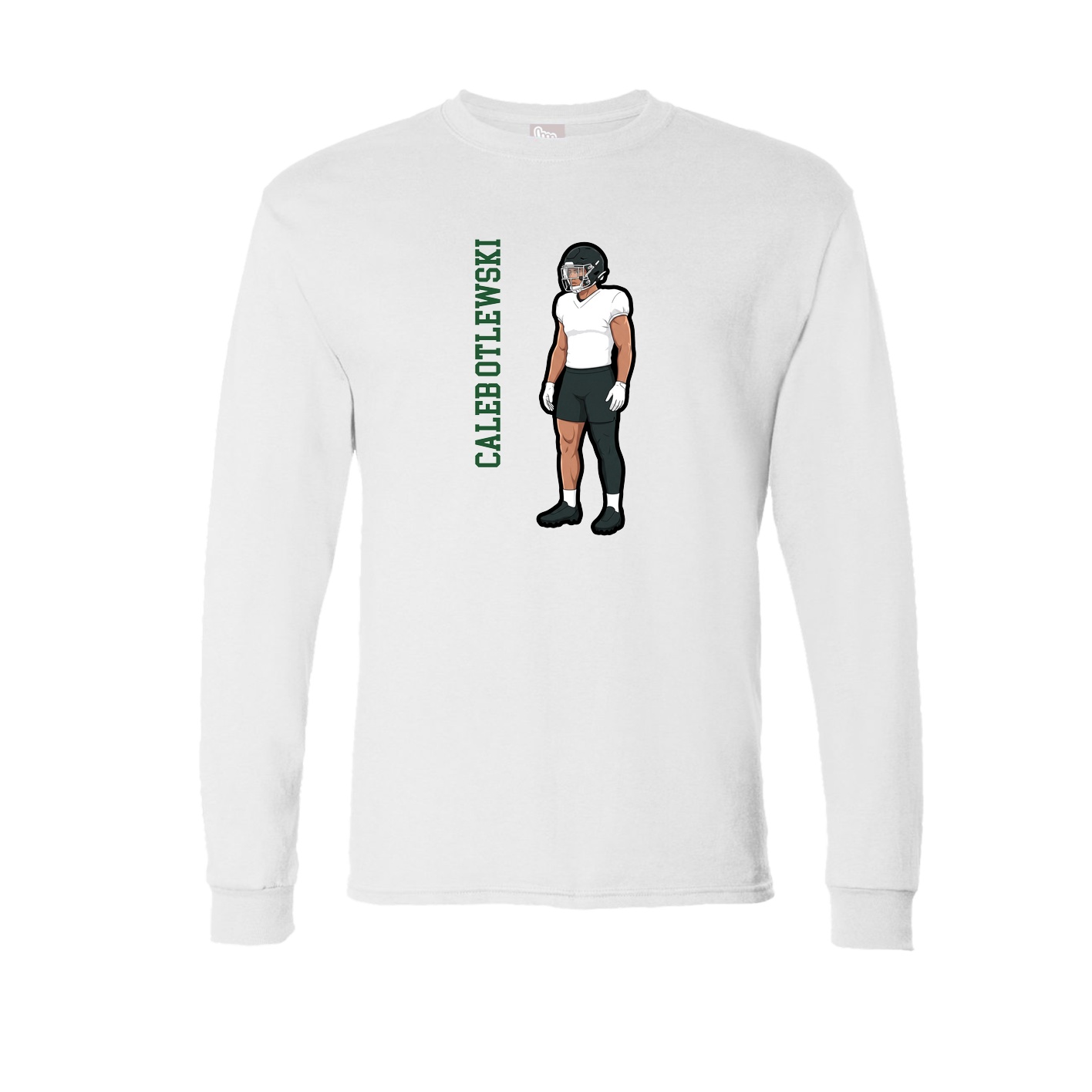 Long Sleeve Tee — Name Vertical in White