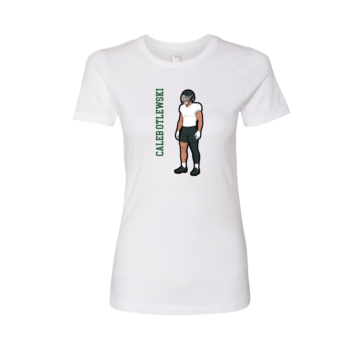 Fitted Women's Tee — Name Vertical in White