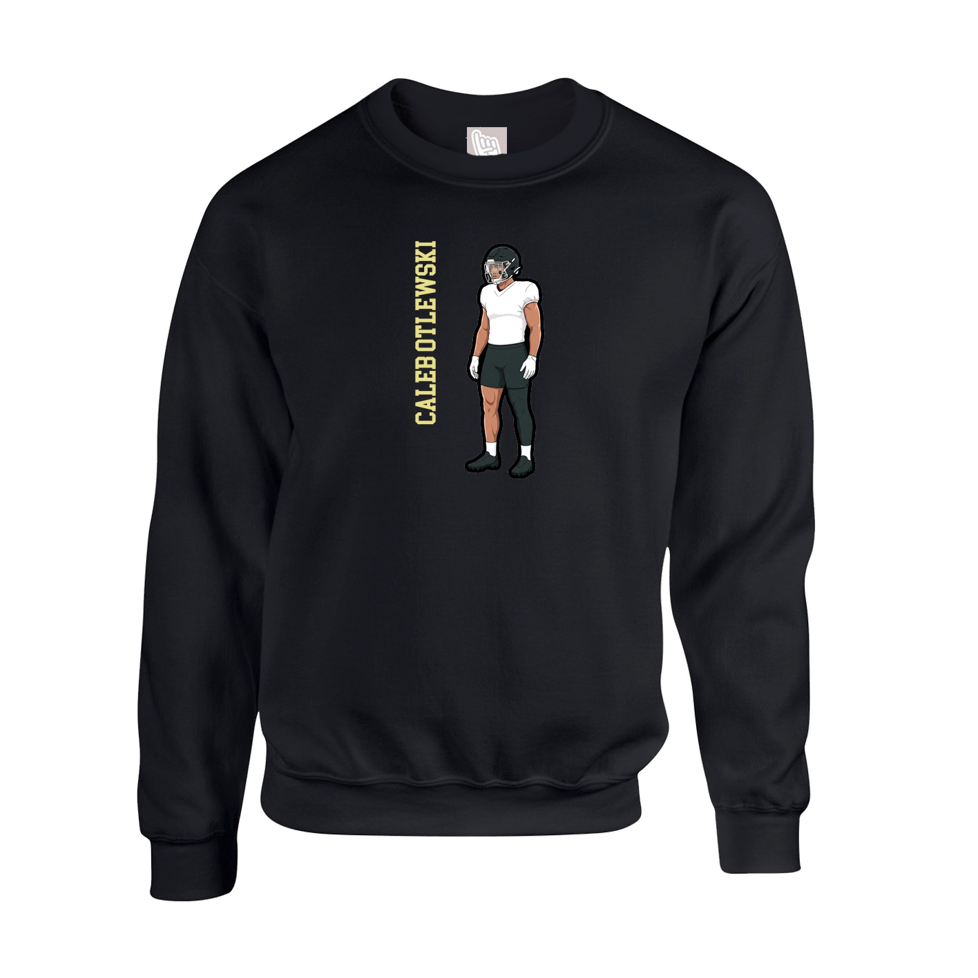 Fleece Crew — Name Vertical in Black