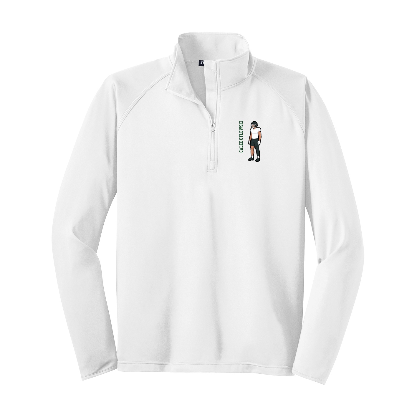 Q-Zip Pullover — Name Vertical in White