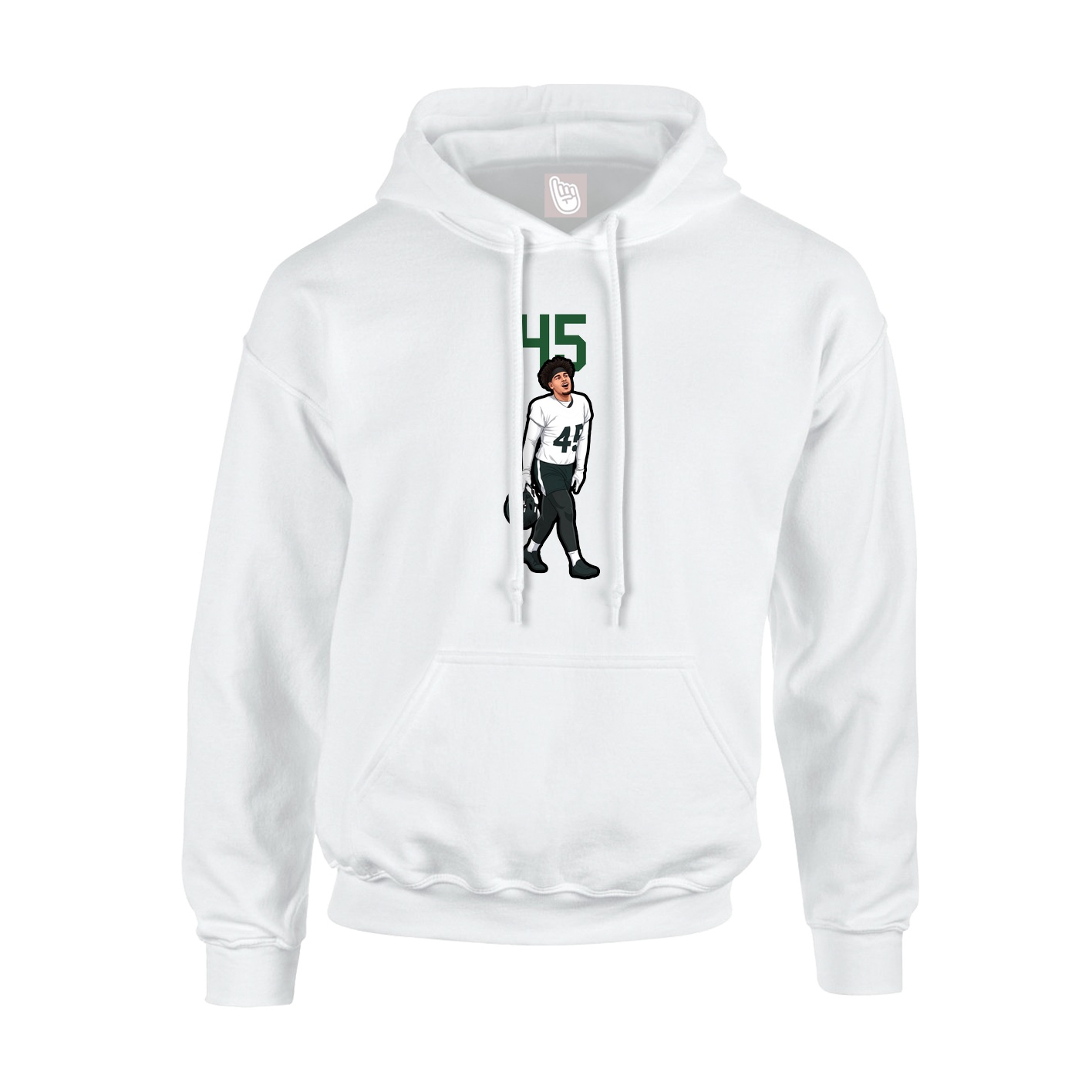 Youth Hoodie — Number Top in White