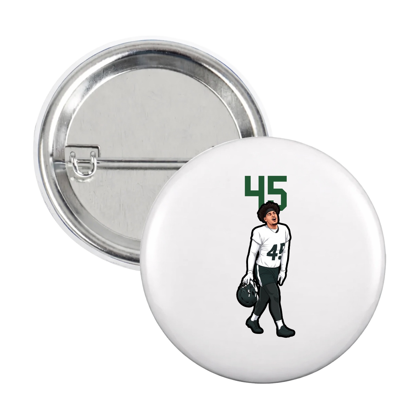 Game Day Button — Number Top in White