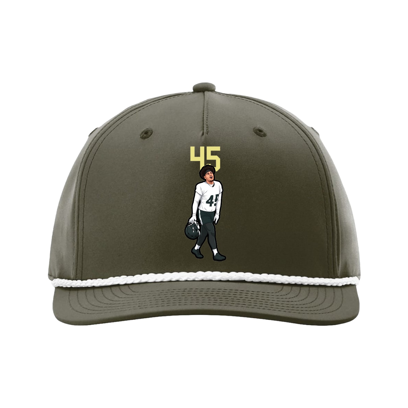 Five-Panel Classic Rope Cap — Number Top in Green