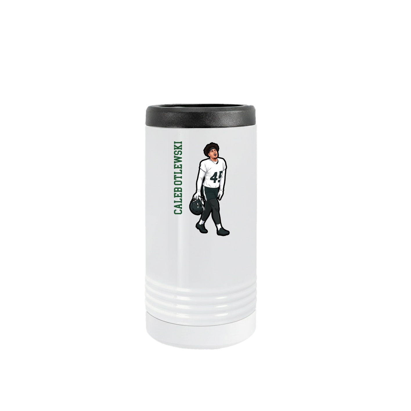 Slim Beverage Holder — Name Vertical in White