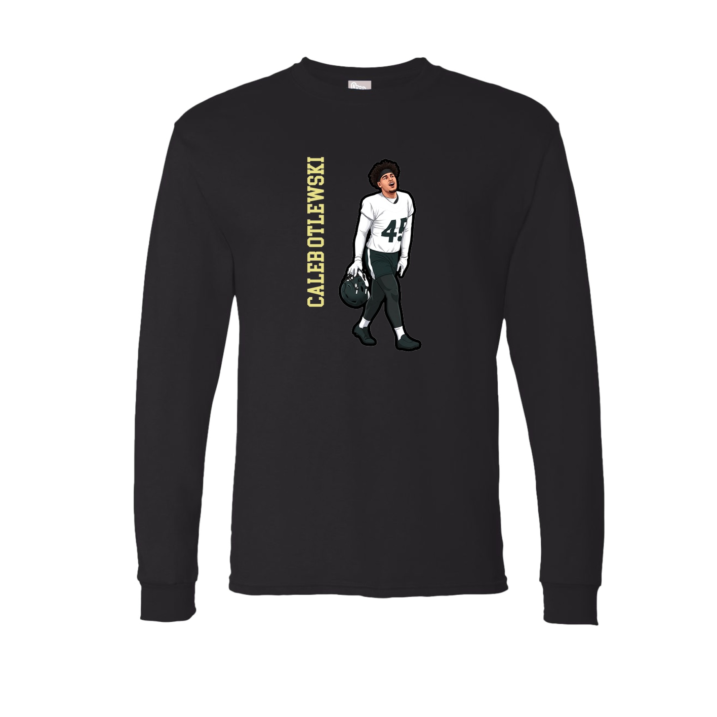 Long Sleeve Tee — Name Vertical in Black