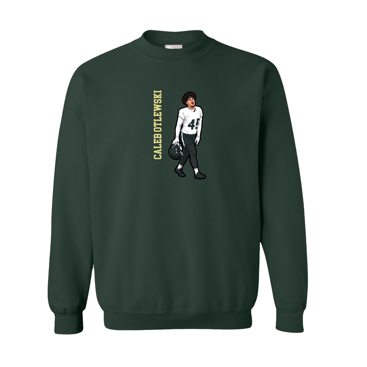 Fleece Crew — Name Vertical in Green