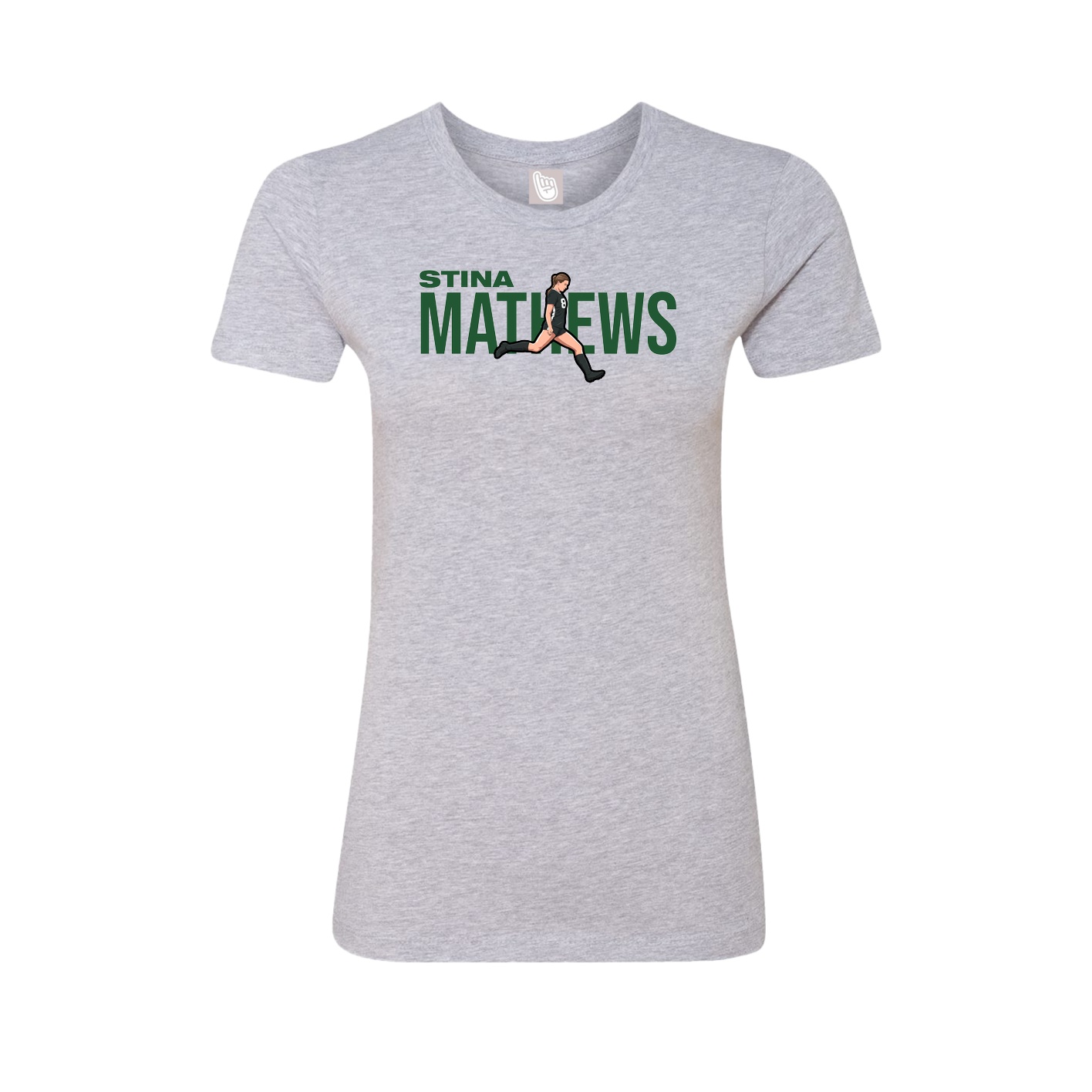 Fitted Women's Tee — Player Name in Grey