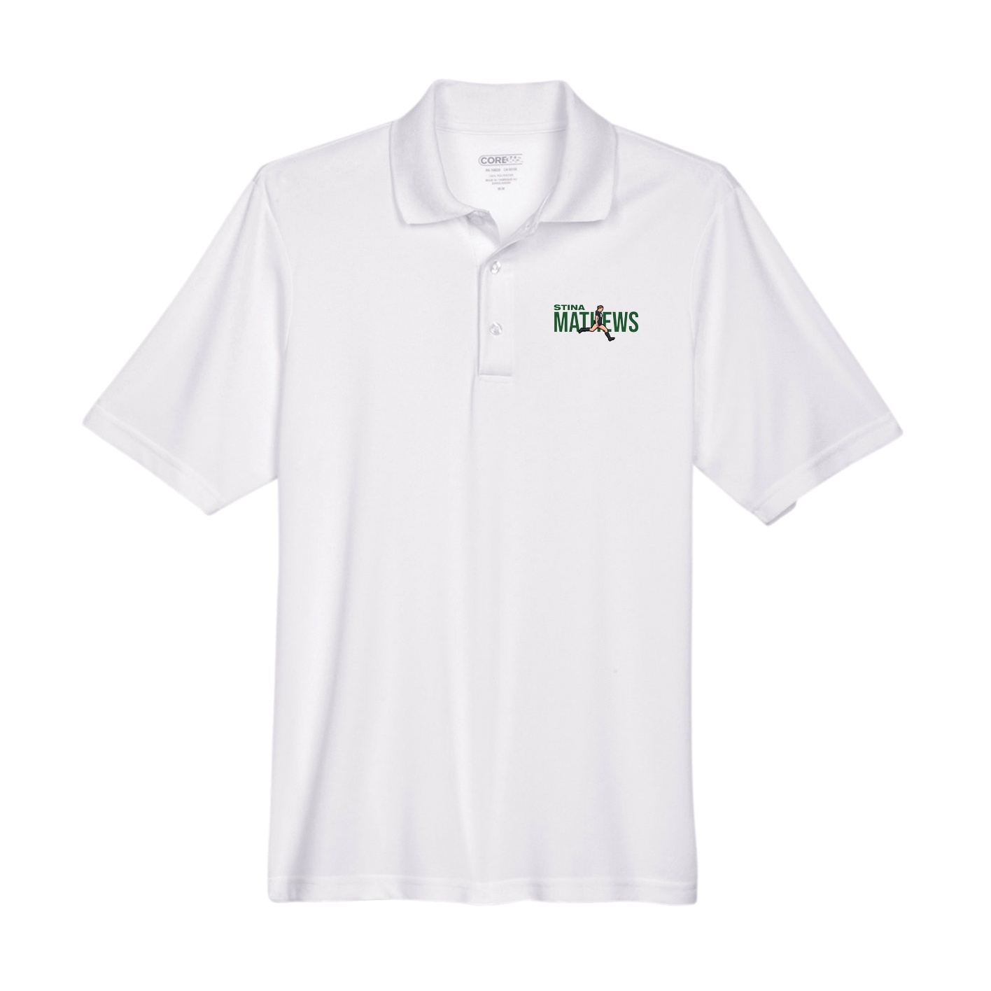 Performance Polo — Player Name in White