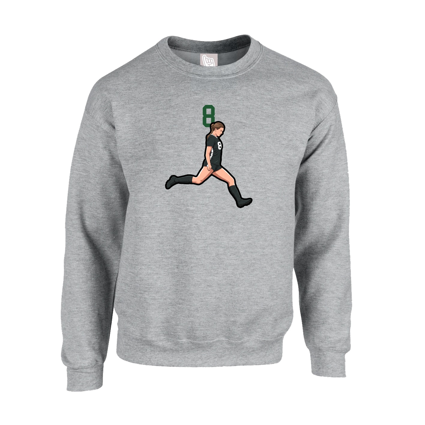 Fleece Crew — Number Top in Grey