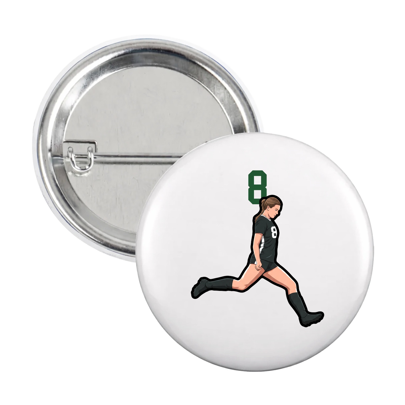 Game Day Button — Number Top in White