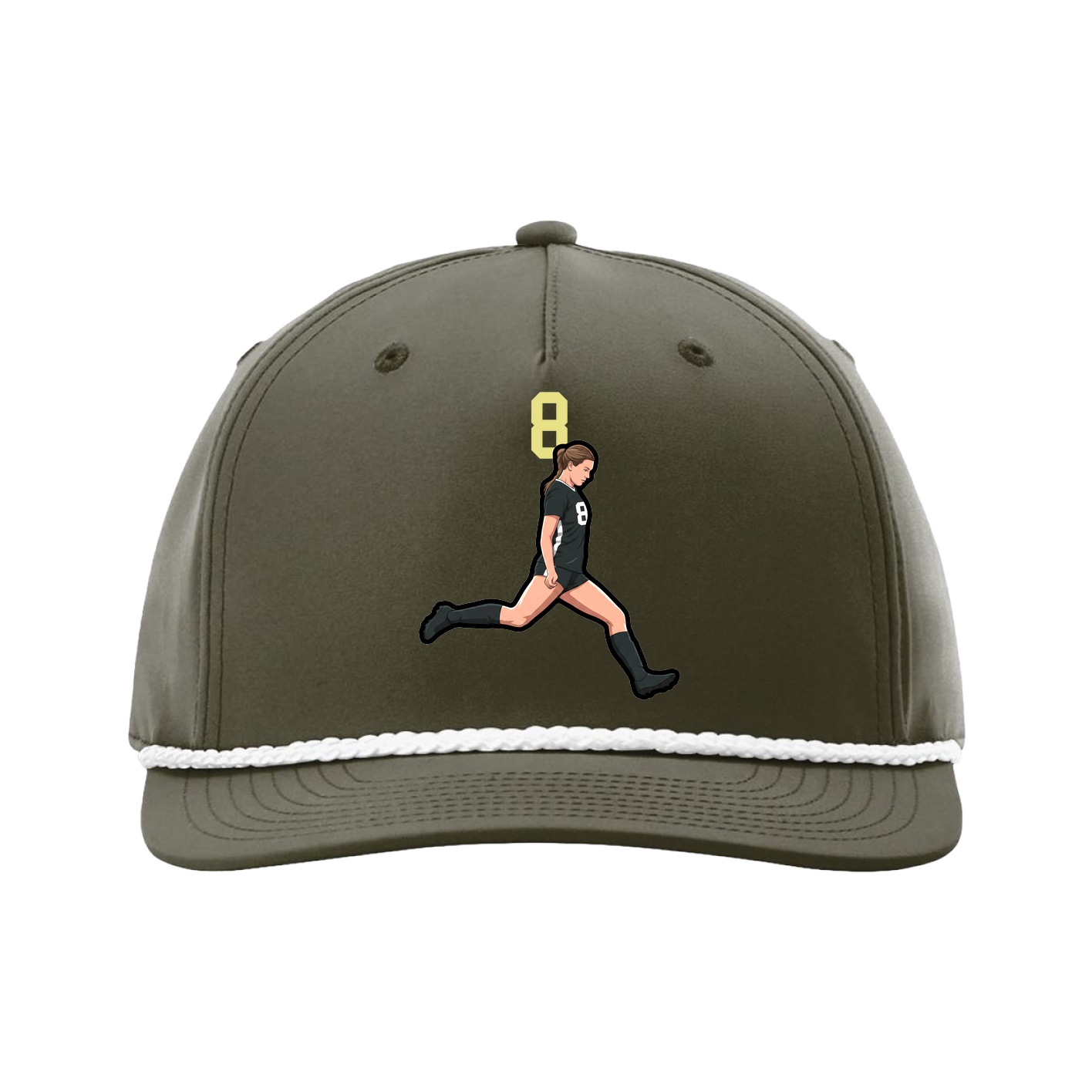 Five-Panel Classic Rope Cap — Number Top in Green
