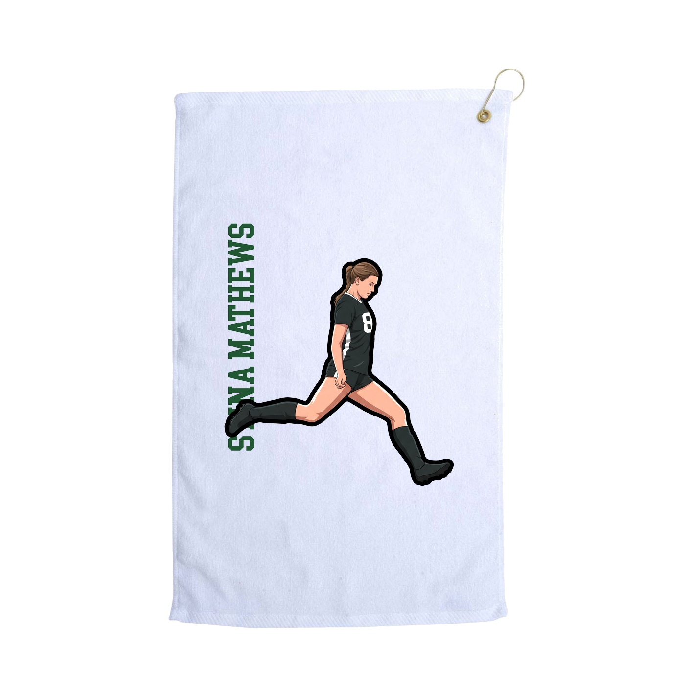 Golf Towel — Name Vertical in White