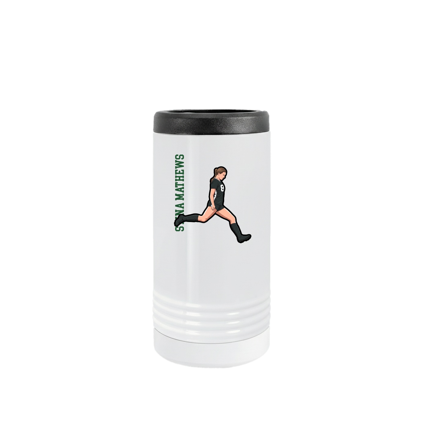 Slim Beverage Holder — Name Vertical in White
