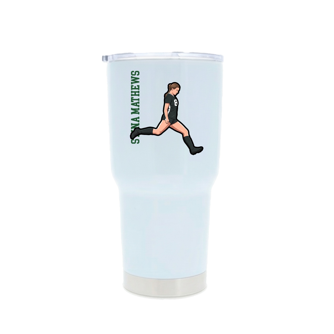 30oz Stainless Steel Tumbler — Name Vertical in White