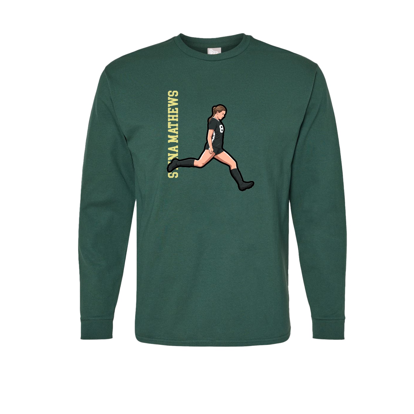 Long Sleeve Tee — Name Vertical in Green