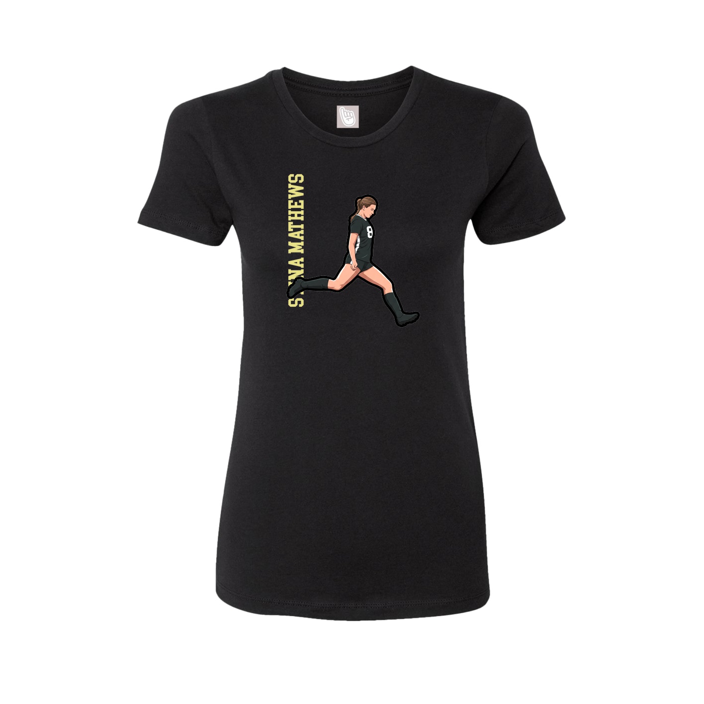 Fitted Women's Tee — Name Vertical in Black