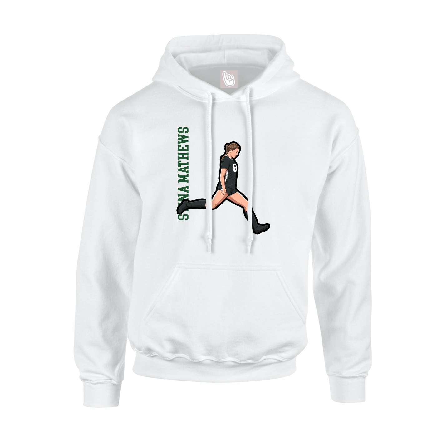 Youth Hoodie — Name Vertical in White