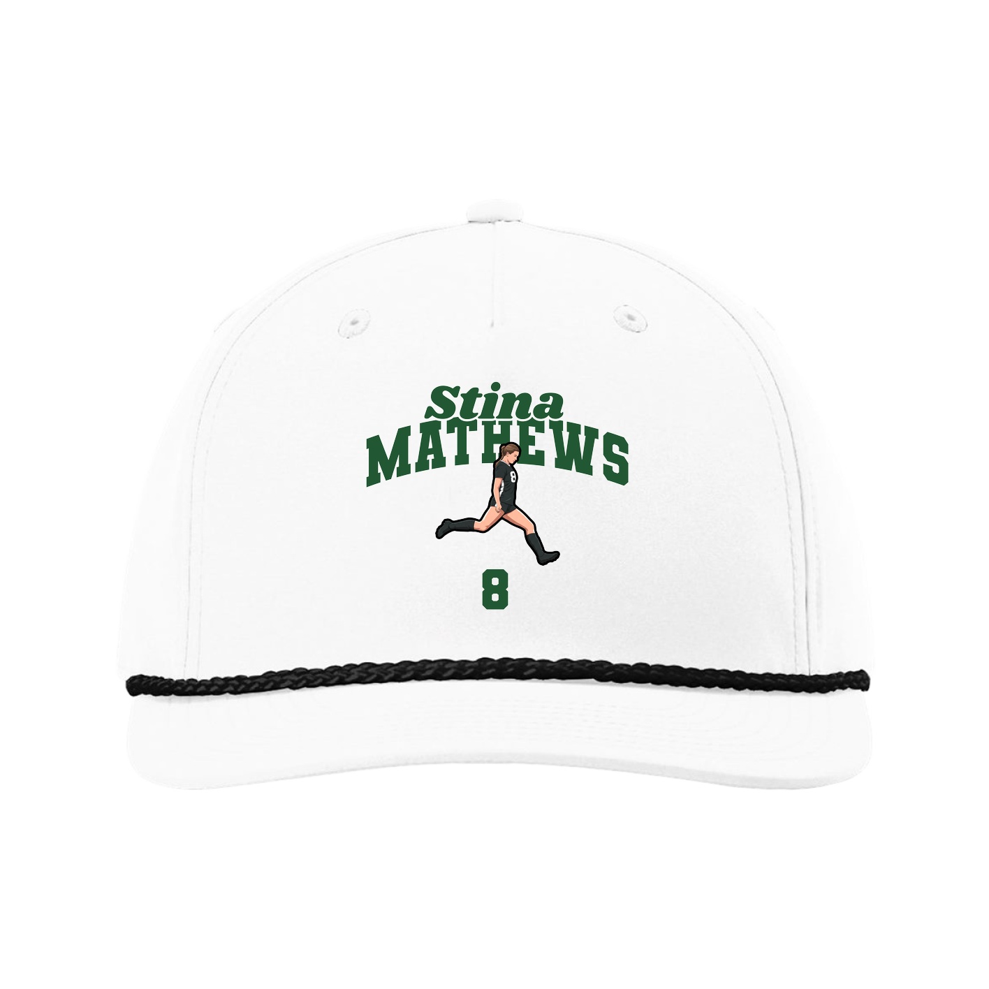 Five-Panel Classic Rope Cap — Signature Arch in White