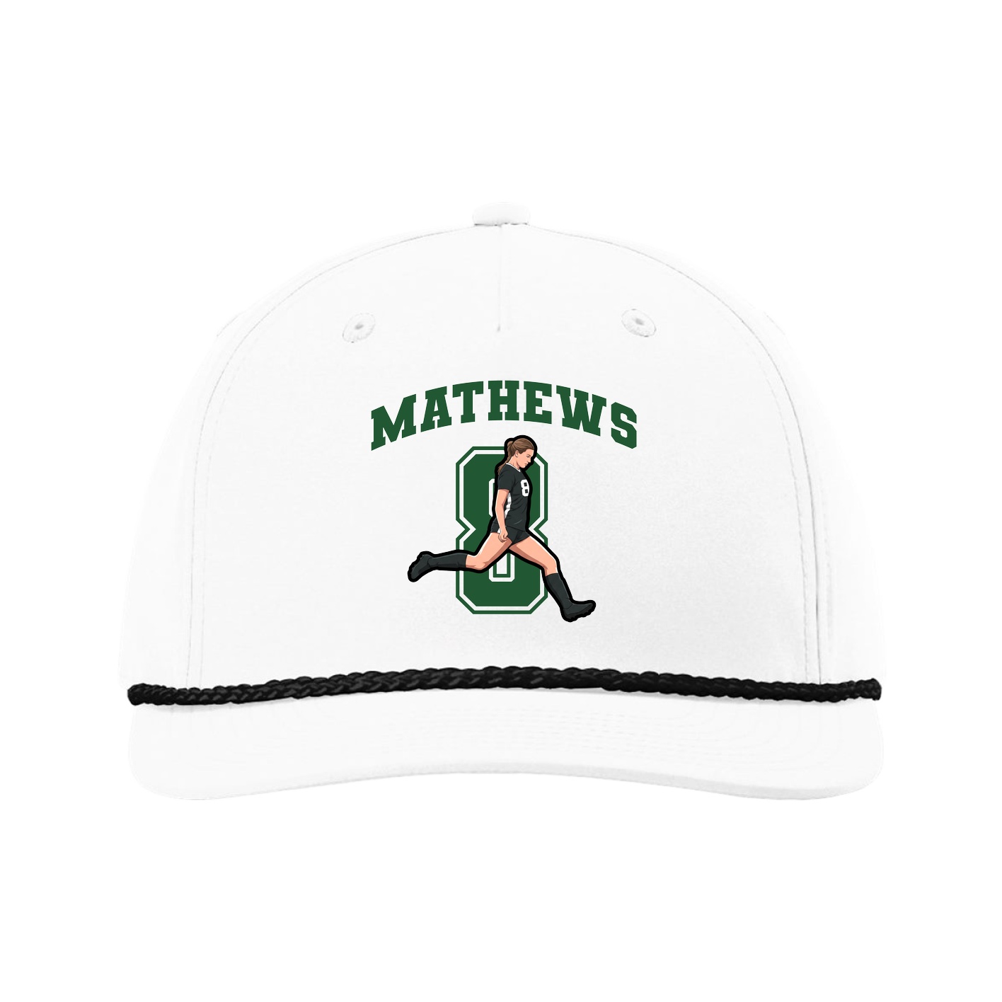 Five-Panel Classic Rope Cap — Number in White