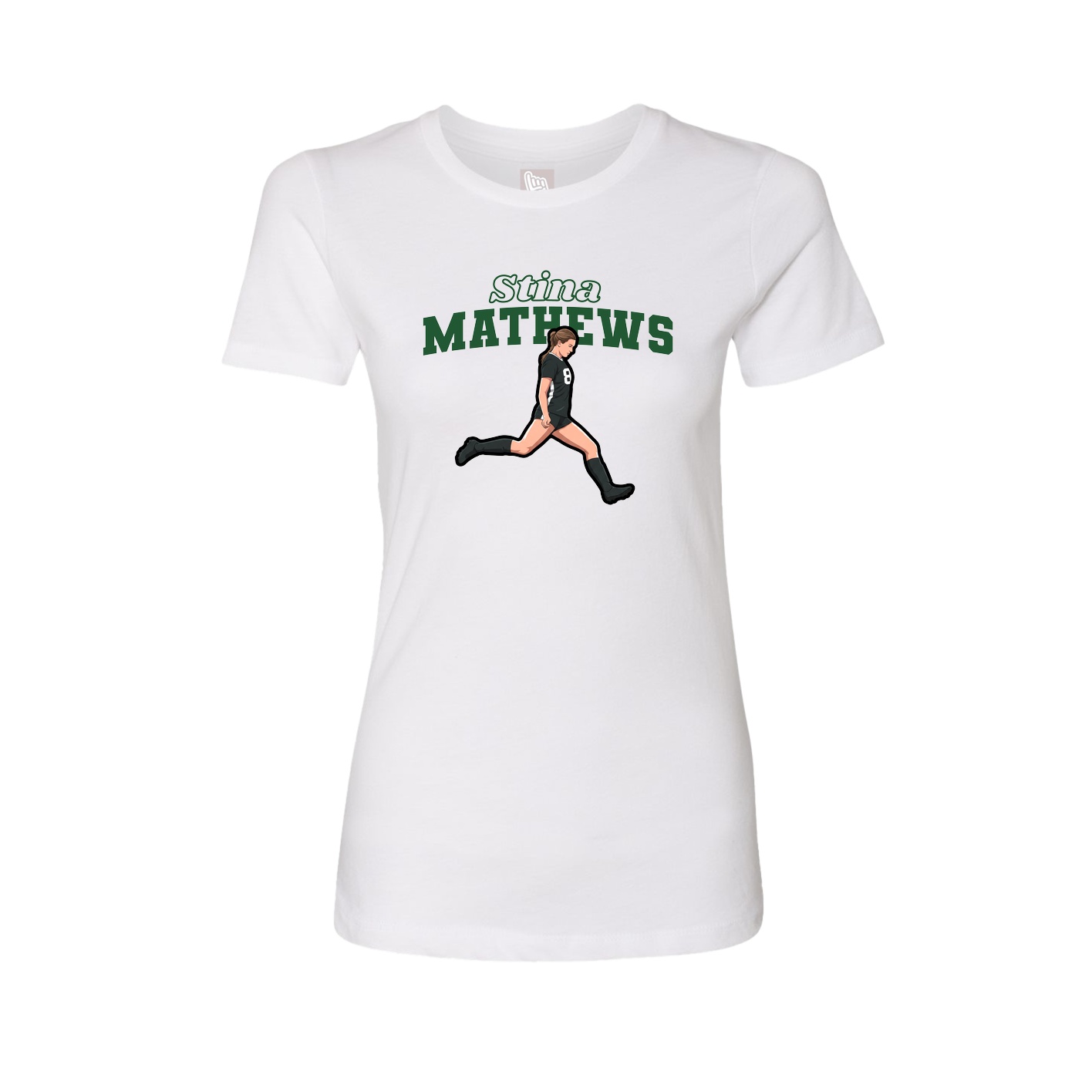 Fitted Women's Tee — Name Arch in White