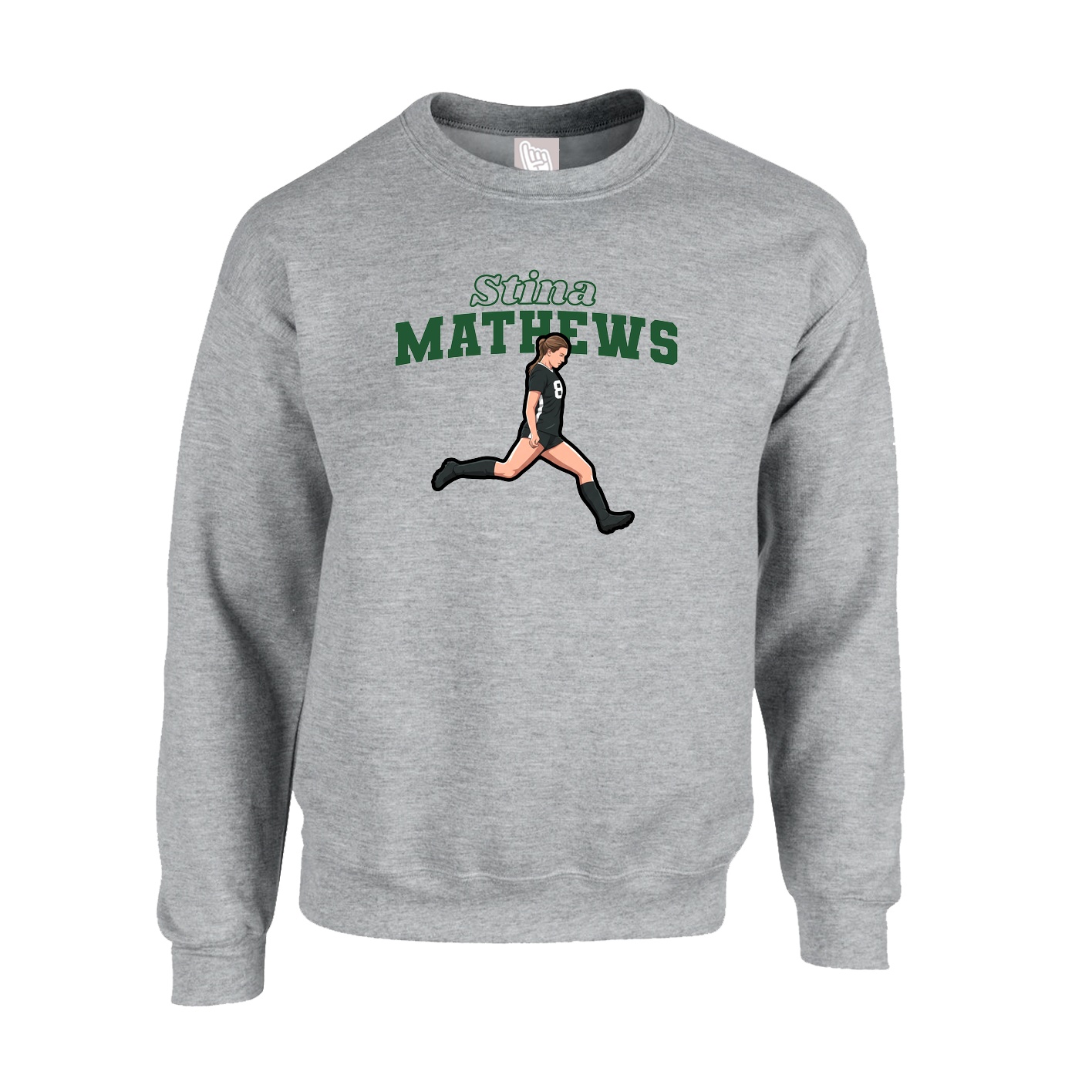 Fleece Crew — Name Arch in Grey