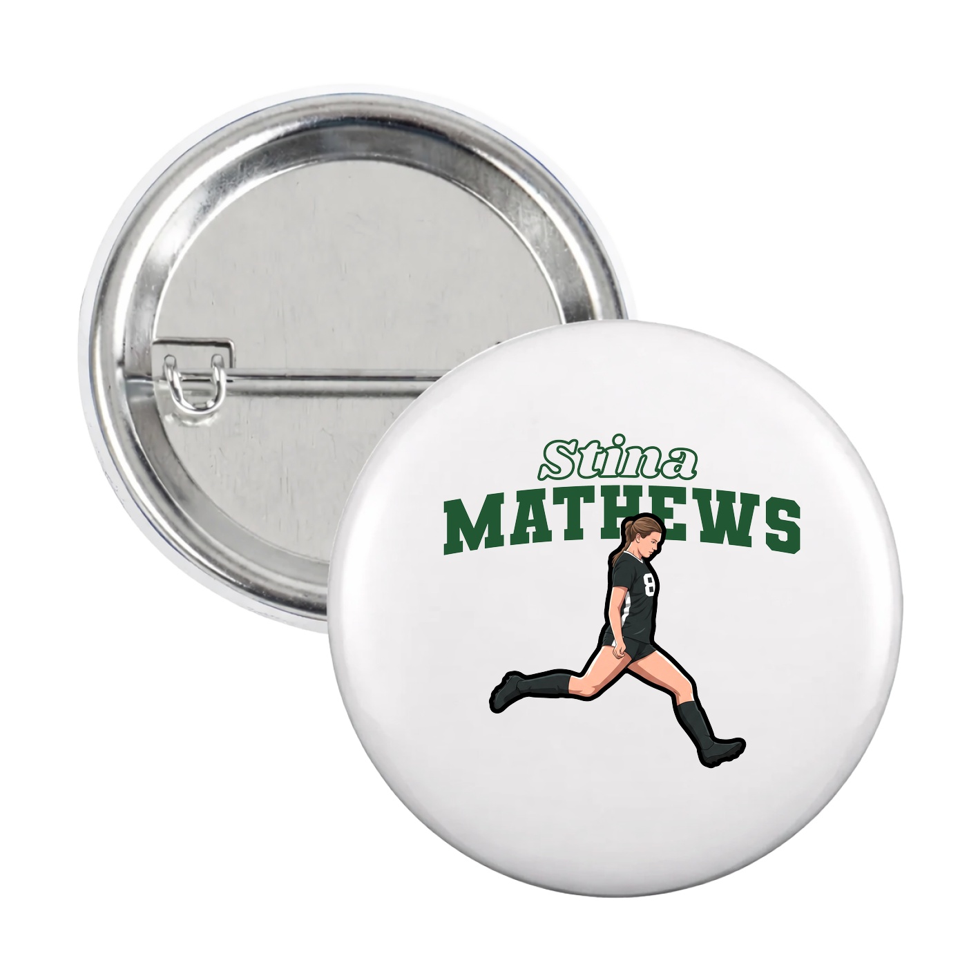 Game Day Button — Name Arch in White