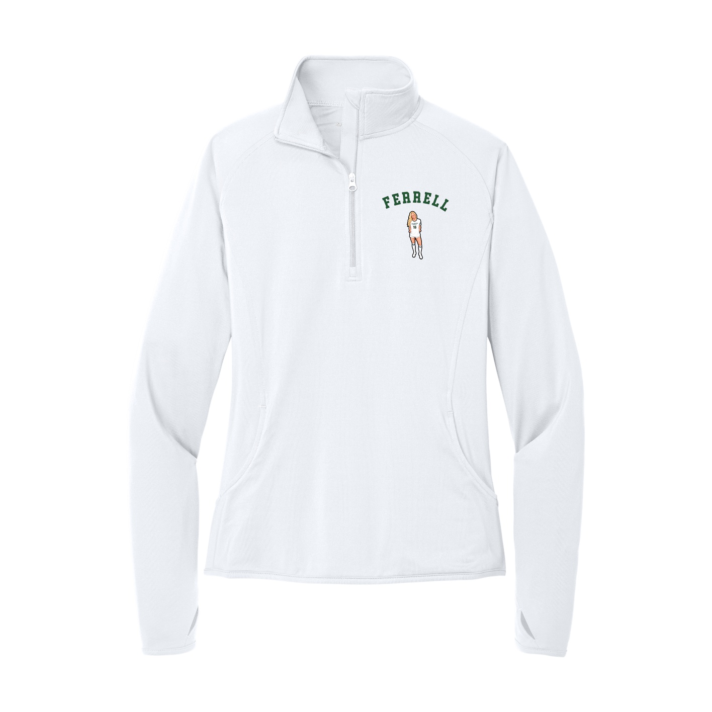 Women's Q-Zip Pullover — Shirsey Arch in White