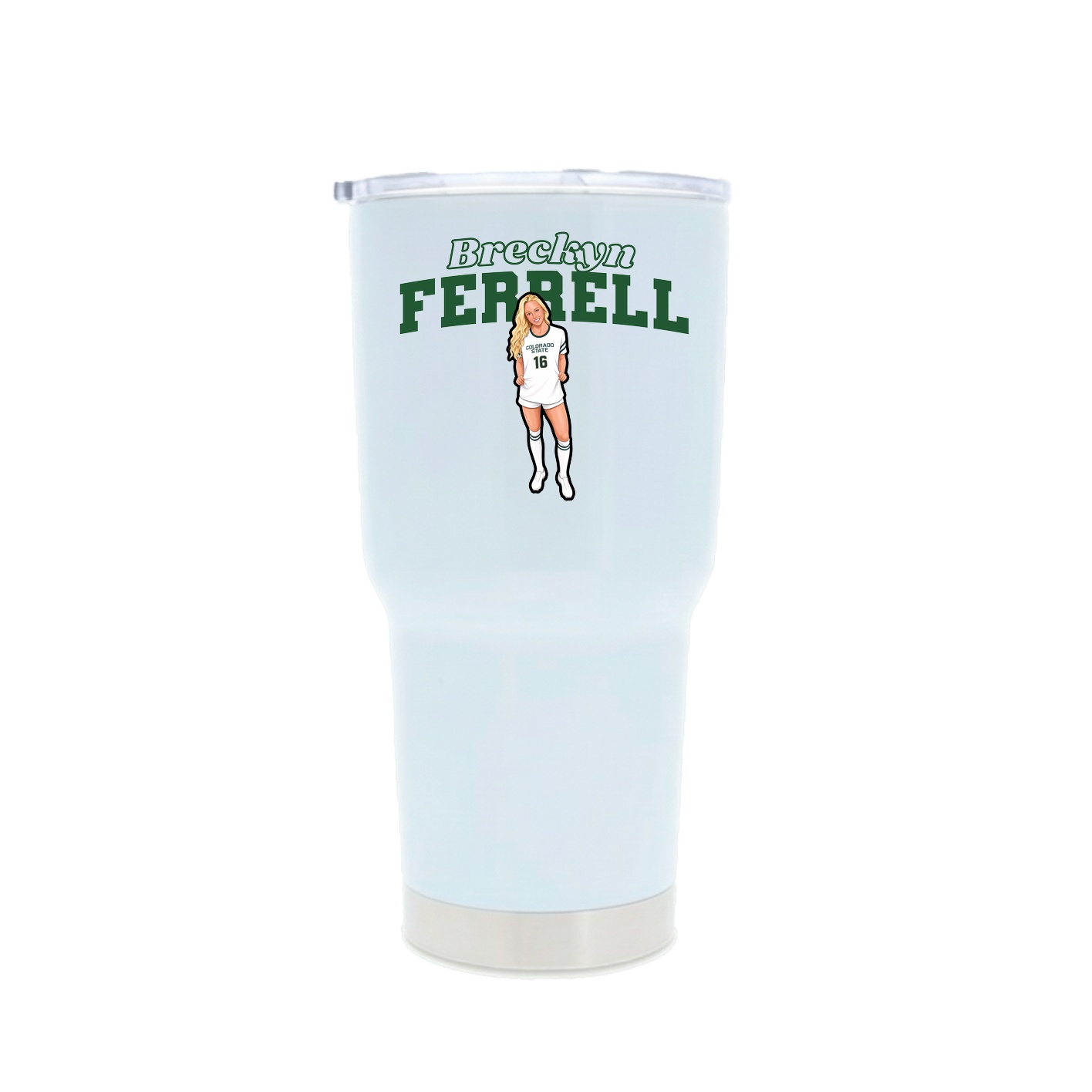 30oz Stainless Steel Tumbler — Name Arch in White