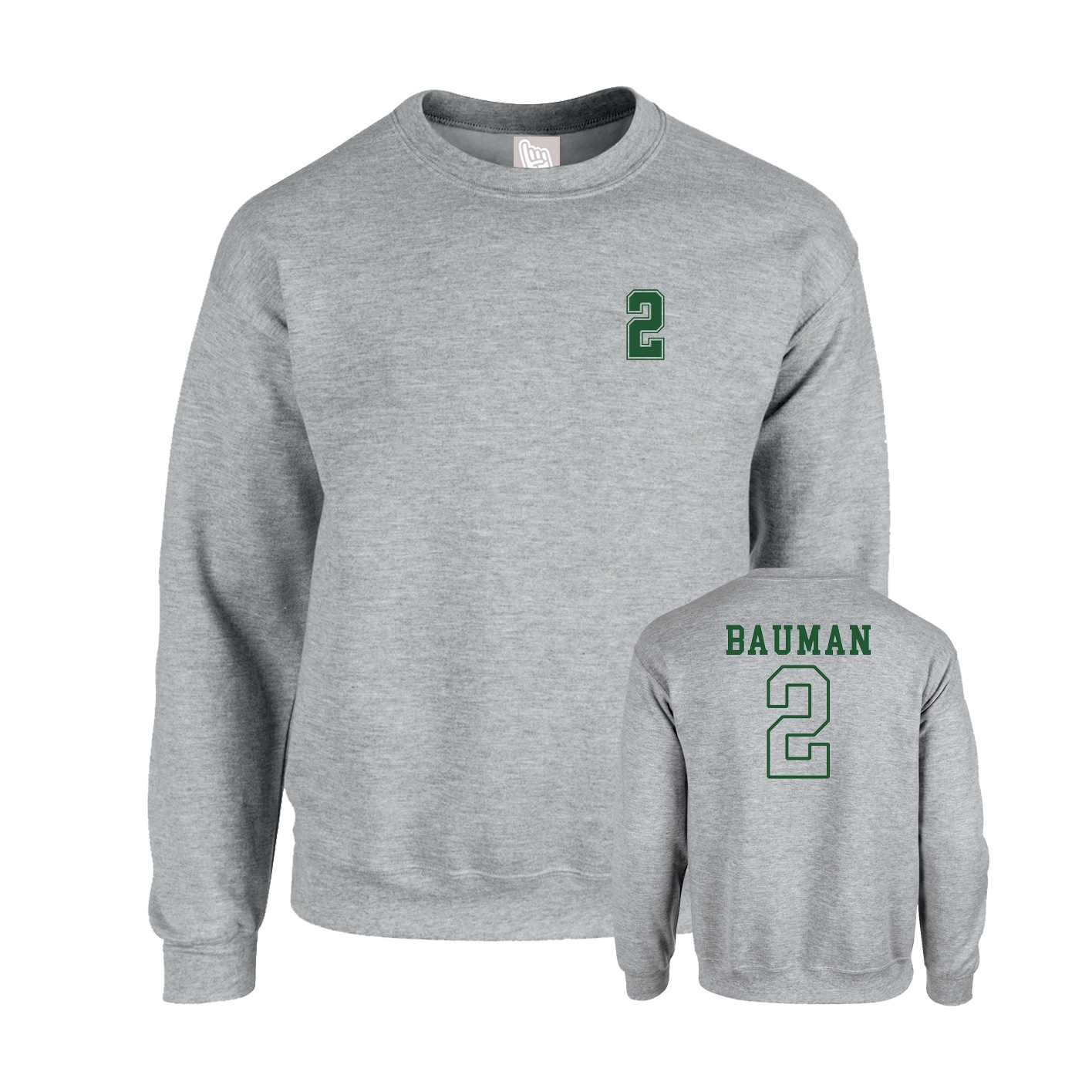 Fleece Crew — Chest Back in Grey