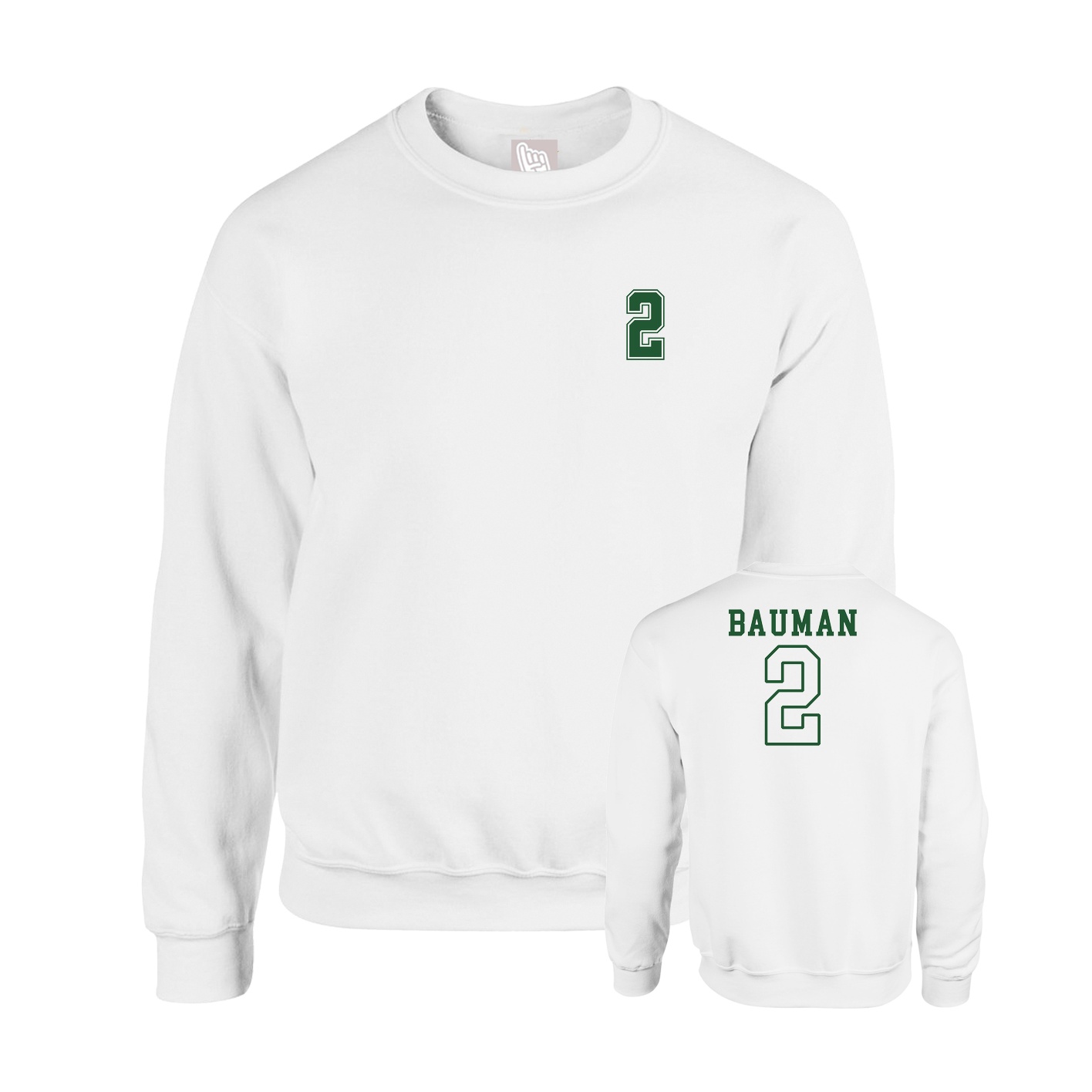 Fleece Crew — Chest Back in White