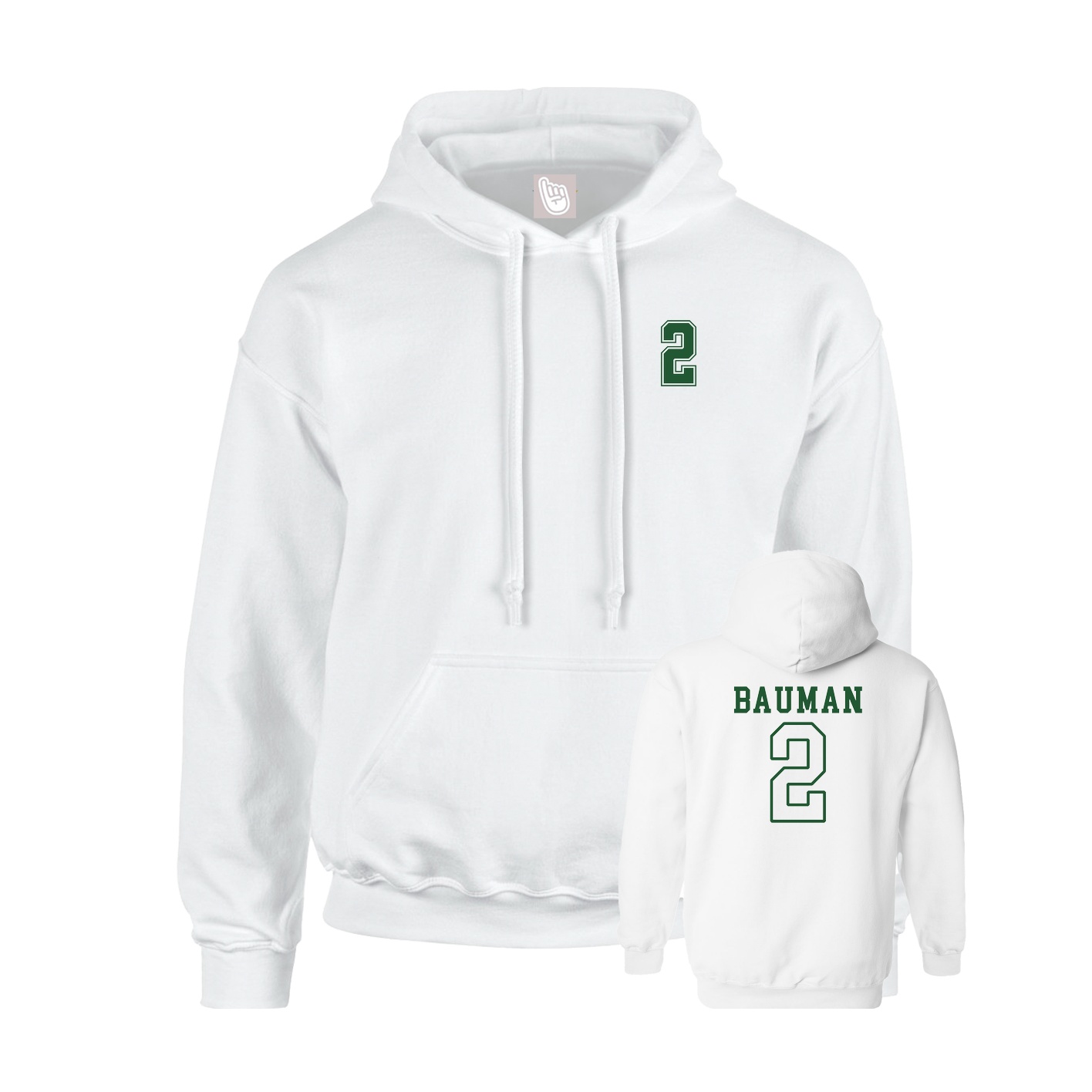 Youth Hoodie — Chest Back in White